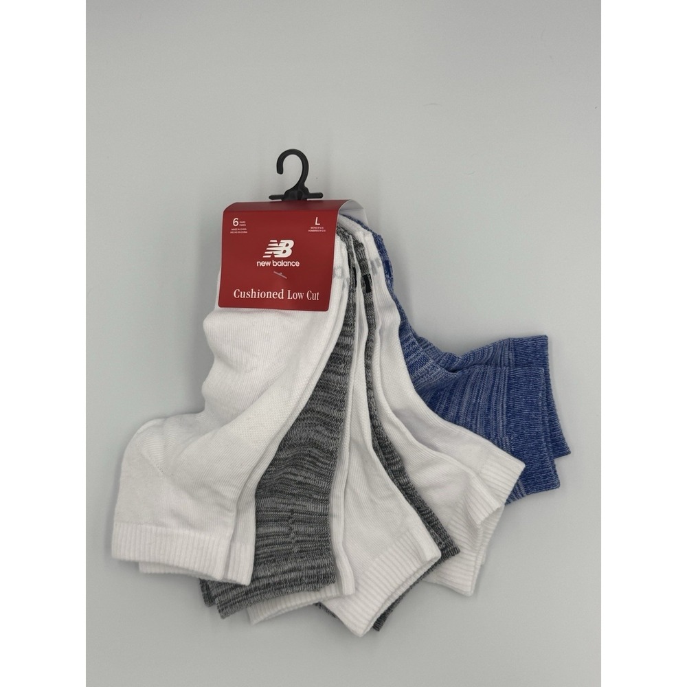 New Balance Mens 6 Pair Low Cut Cushion Socks. Large 9-12.5